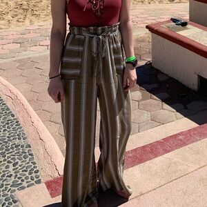 Xhilaration Beach Pants Brown and White Striped Size Extra Small (XS)